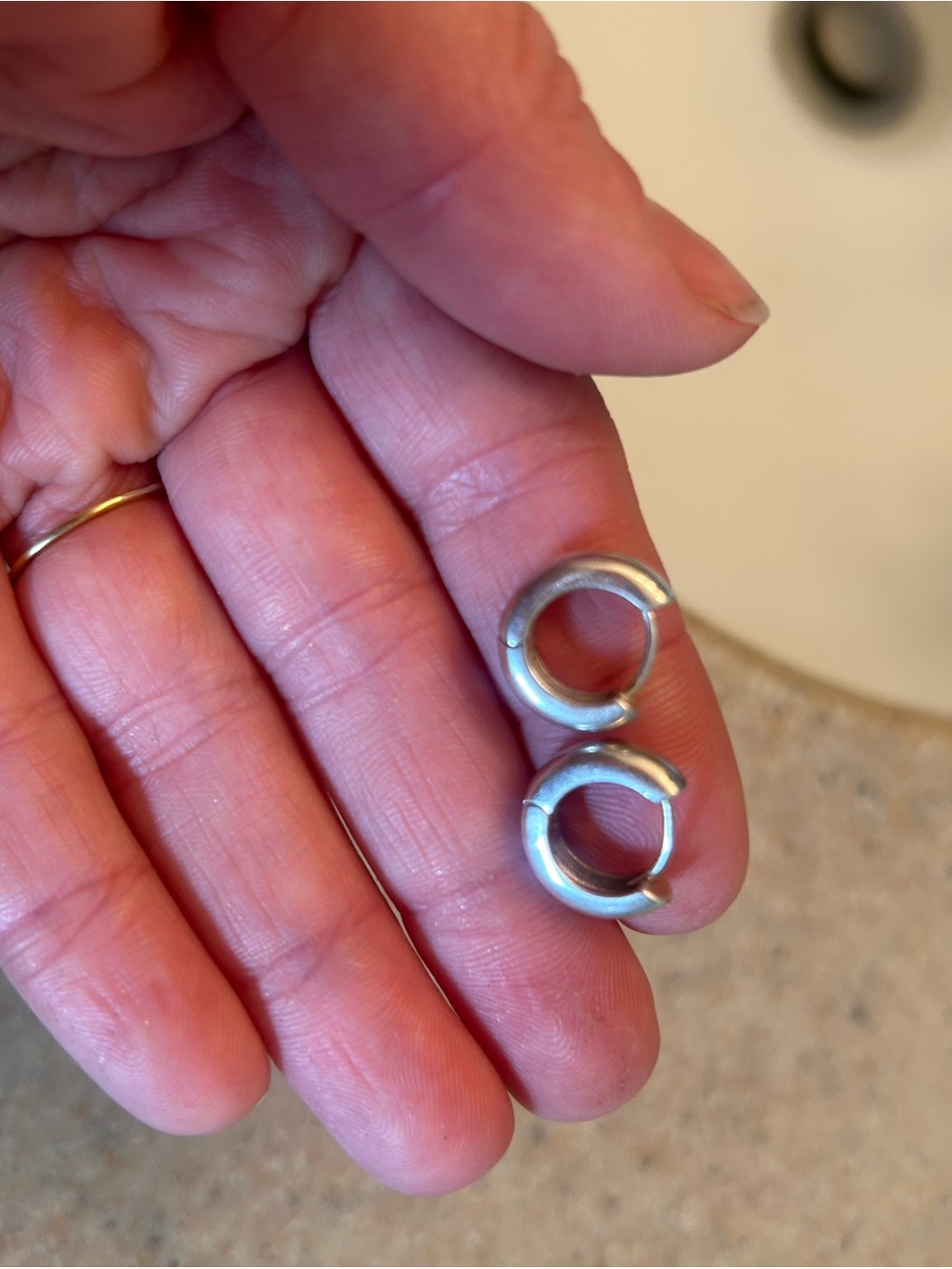 SOLID Sterling silver thick Hoop Earrings -Minimal Everyday